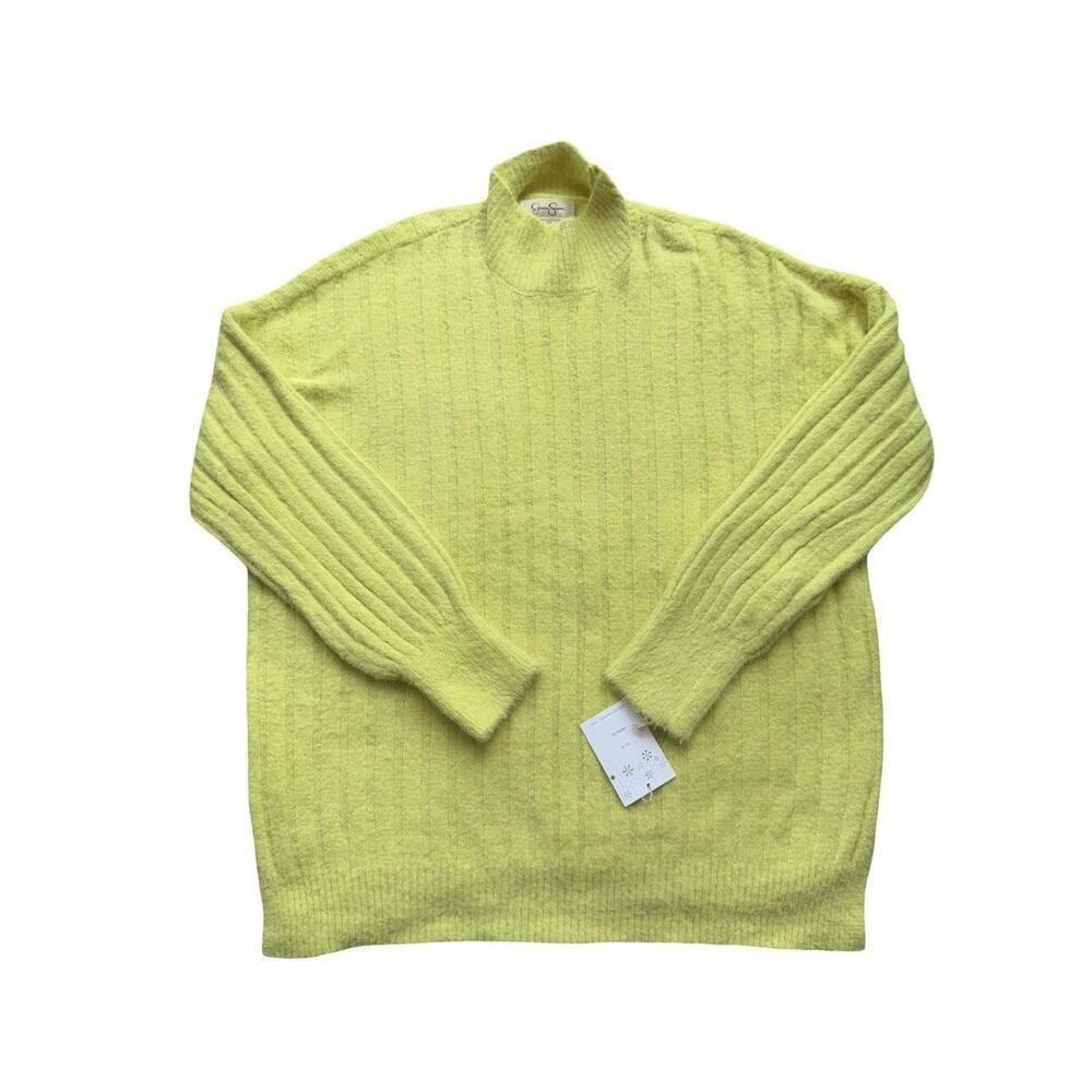 Jessica Simpson Women’s Small Neon Yellow Ribbed Mock Neck Sweater NWT